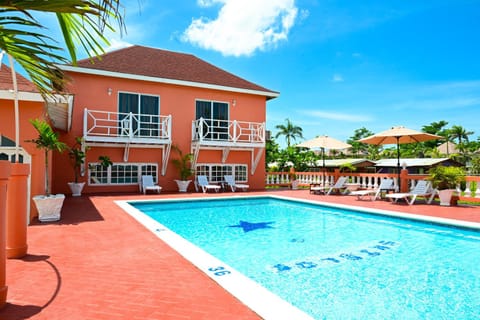 Property building, Pool view, Swimming pool, sunbed