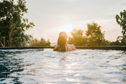 People, Swimming pool, Sunset