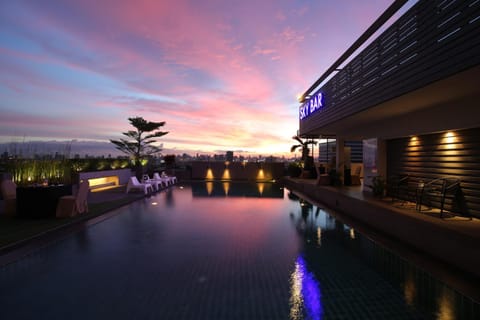 Pool view, Sunset