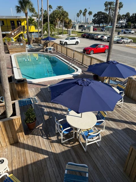 Swimming pool, sunbed