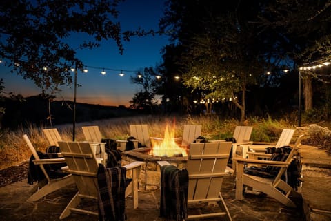 Night, Natural landscape, Seating area, Sunset, fireplace