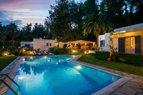 Property building, Swimming pool, Sunset