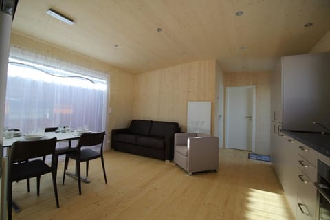 Kitchen or kitchenette, Living room, Seating area, Dining area