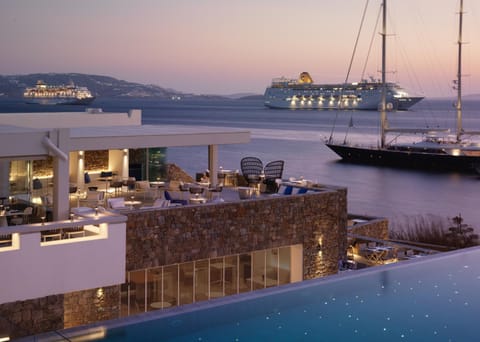 Night, Natural landscape, Sea view, Swimming pool