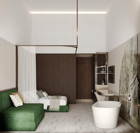 Bed, Living room, Photo of the whole room, Seating area, Bath