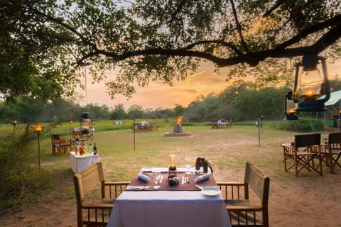Natural landscape, BBQ facilities, Garden, Dining area, Garden view, Dinner, Sunset