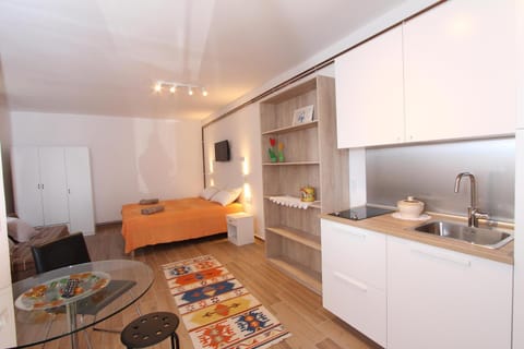 Kitchen or kitchenette, Living room, Dining area, Bedroom