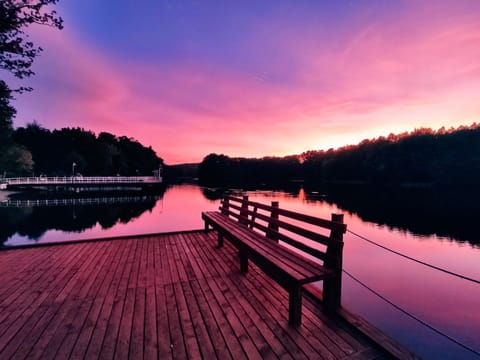 Nearby landmark, Natural landscape, Lake view, Sunset