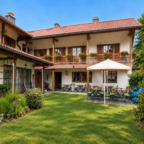Property building, Patio, Day, Garden, View (from property/room), Balcony/Terrace, Garden view