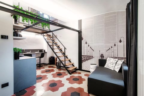 Kitchen or kitchenette, Living room, Seating area