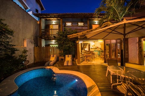 Property building, Patio, Night, Natural landscape, Hot Tub, View (from property/room), Balcony/Terrace, Pool view, Swimming pool, sunbed