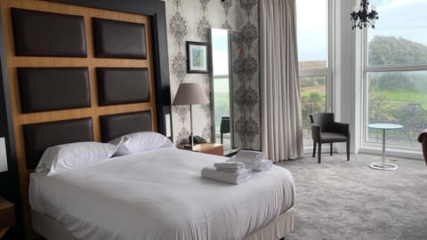Bed, Seating area, Bedroom