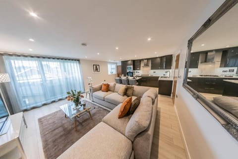 TV and multimedia, Kitchen or kitchenette, Living room, Photo of the whole room, Seating area, Dining area