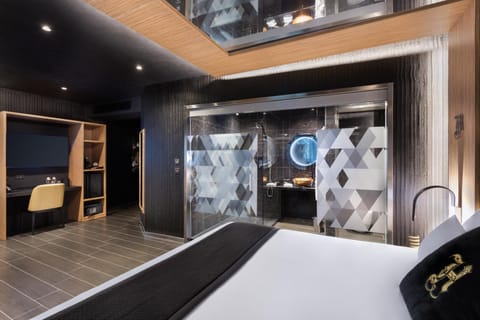 Shower, Toilet, Bed, Bathroom, TV and multimedia, Living room, Bedroom