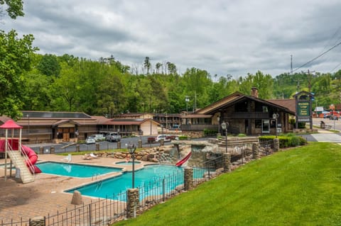 Property building, Property logo or sign, Mountain view, Swimming pool