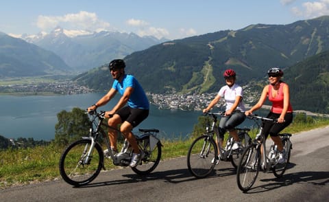 Natural landscape, Cycling, Mountain view, group of guests