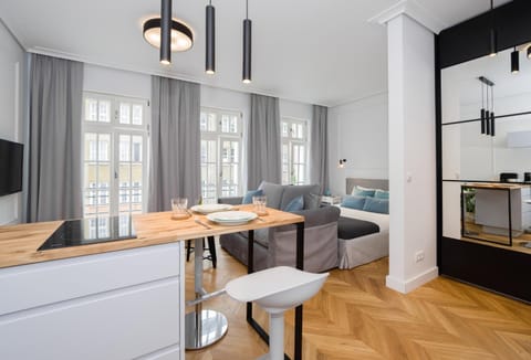 Bed, TV and multimedia, Kitchen or kitchenette, Living room, Photo of the whole room, Seating area, Dining area, Bedroom