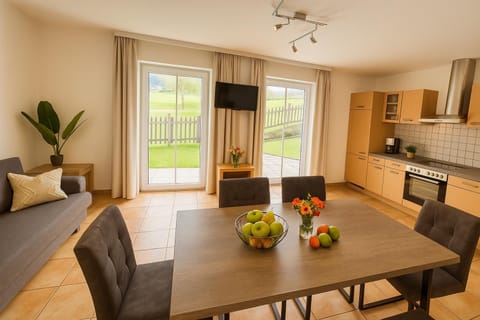 TV and multimedia, Kitchen or kitchenette, Living room, Seating area, Dining area, stove