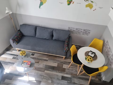 Bed, Living room, Dining area