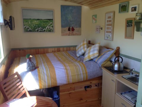 Lizzie off grid Shepherds Hut The Buteland Stop House in England