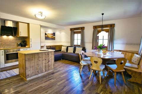 Kitchen or kitchenette, Living room, Seating area, Dining area, stove