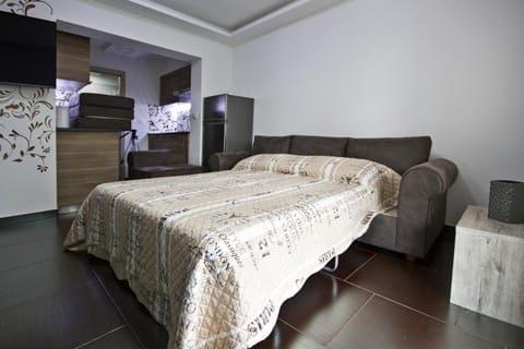 Bed, Kitchen or kitchenette, Living room, Seating area