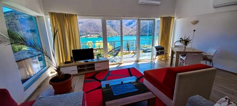 Natural landscape, Living room, Seating area, Lake view