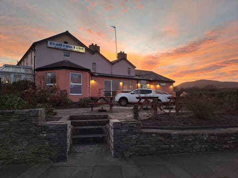 Property building, Natural landscape, Mountain view, Sunset, Parking