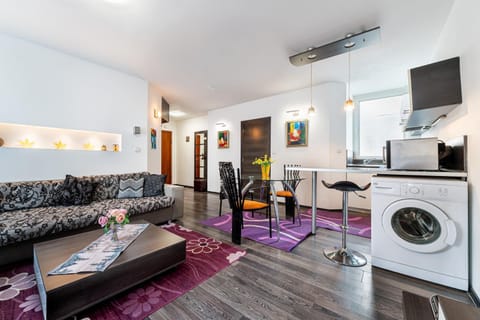 Kitchen or kitchenette, Living room, Seating area, washing machine