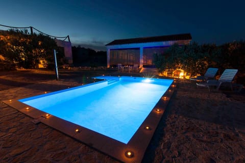Property building, Night, Summer, On site, Swimming pool