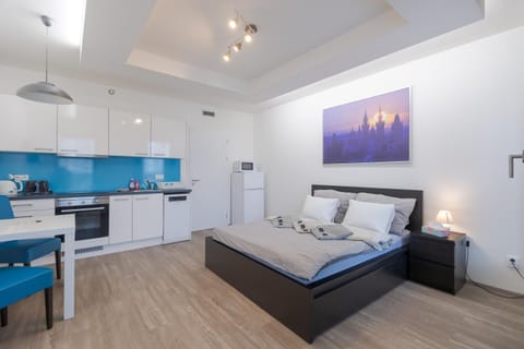 Bed, Kitchen or kitchenette, Photo of the whole room, Dining area, oven, stove, toaster