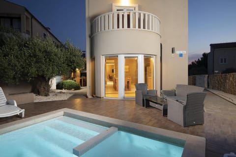 Property building, Night, Swimming pool