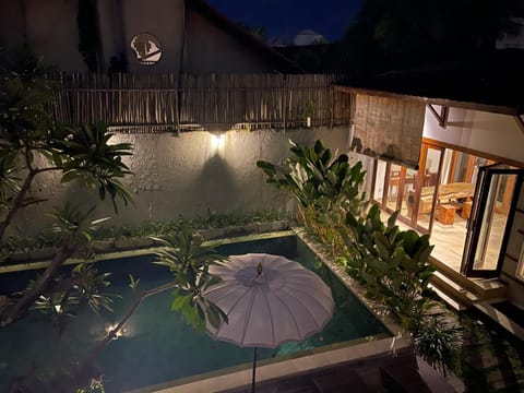 Property building, Night, Natural landscape, Swimming pool