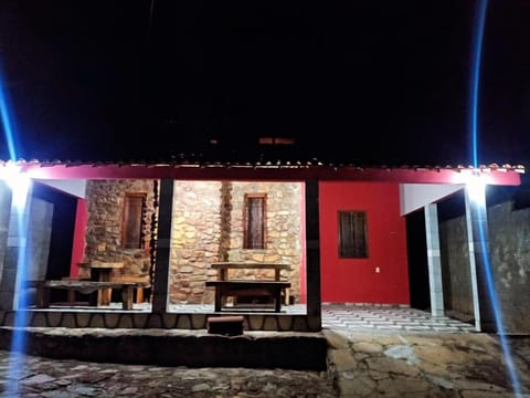 Property building, Patio, Night, Dining area