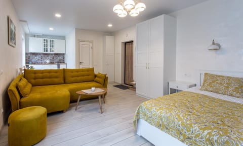 Kitchen or kitchenette, Living room, Dining area, Bedroom