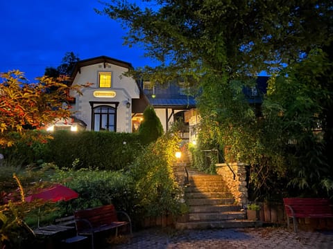 Property building, Night, Garden, Garden view