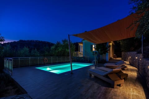 Property building, Night, Swimming pool, Swimming pool