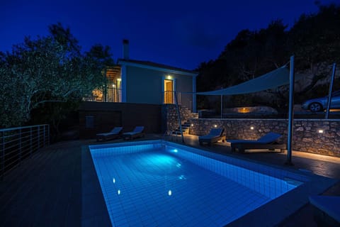 Property building, Night, Swimming pool