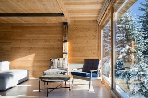 Winter, Living room, Seating area, Mountain view