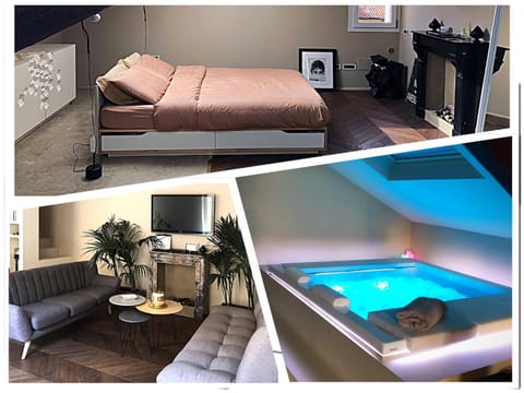 Hot Tub, Sauna, Bathroom, TV and multimedia, Living room, Spa and wellness centre/facilities, Seating area, Bedroom, Swimming pool