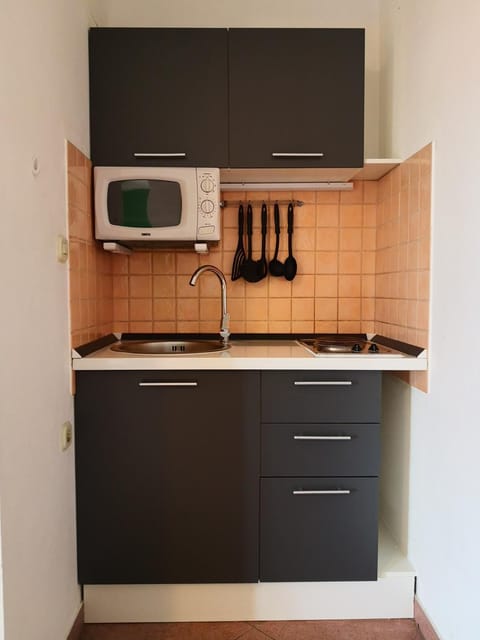 Kitchen or kitchenette, microwave