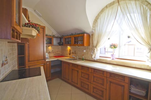 Kitchen or kitchenette, oven, stove