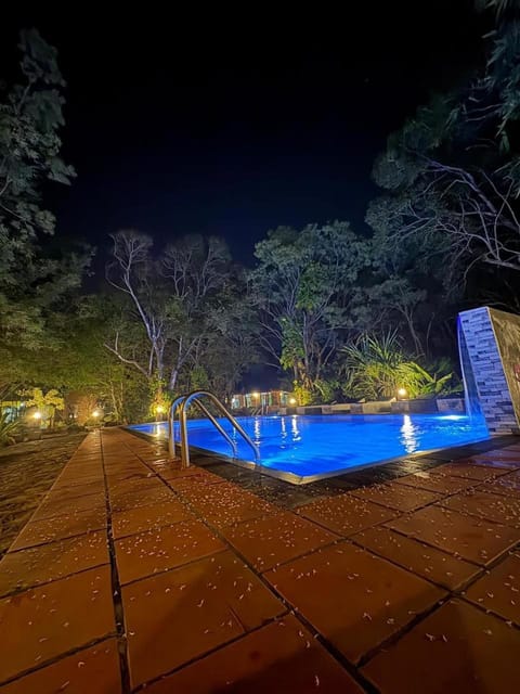 Night, Pool view, Swimming pool