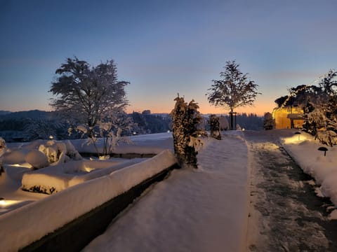 Property building, Winter, Sunset