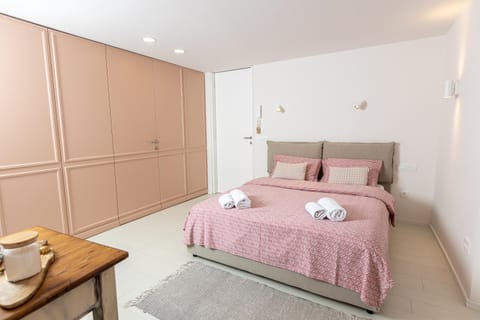 Bed, wardrobe