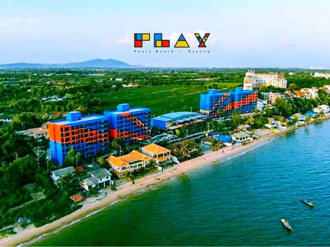 Facade/entrance, Property logo or sign, Natural landscape, Bird's eye view, Beach, Mountain view, Sea view