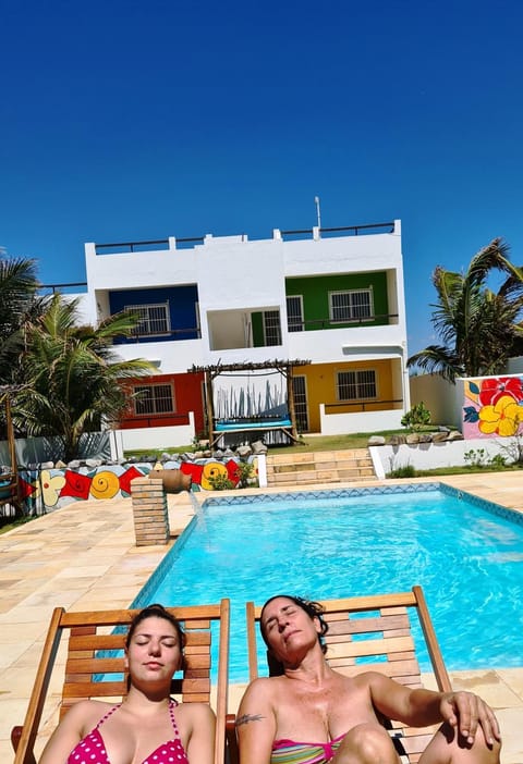 Pool view, group of guests