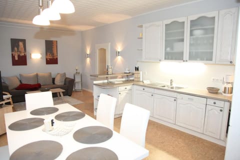 Kitchen or kitchenette, Living room, Seating area, Dining area, stove