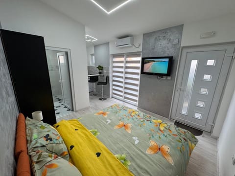 Bed, TV and multimedia, wardrobe, air conditioner