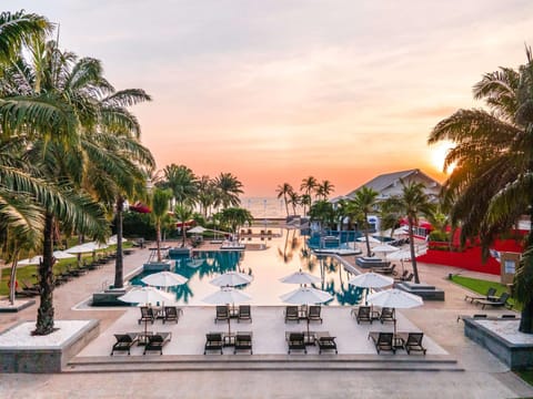 Pool view, Sea view, Swimming pool, Sunset